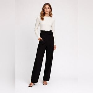 Babaton Black High-Rise Paperbag Wide Leg Pants